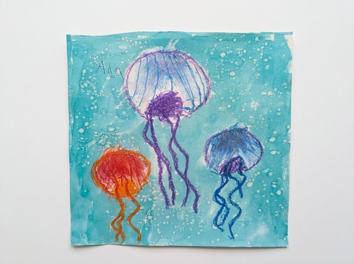 Jellyfish painting signed Ada